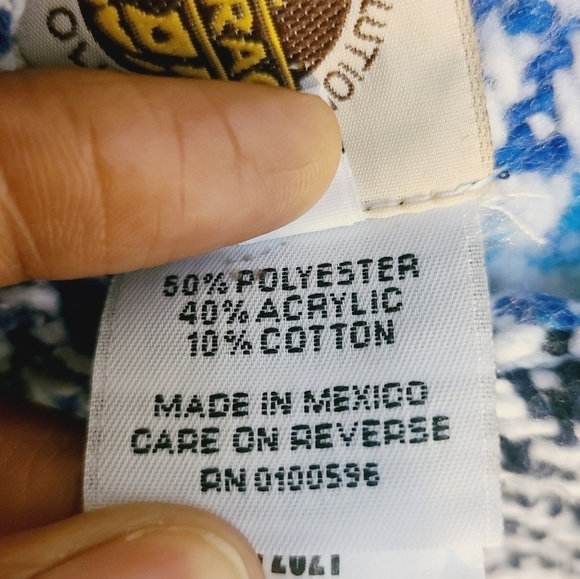 Earth Ragz | Unisex Bohemian Blue & White Burlap Hoodie Shirt (Size Medium) - Picture 4 of 12